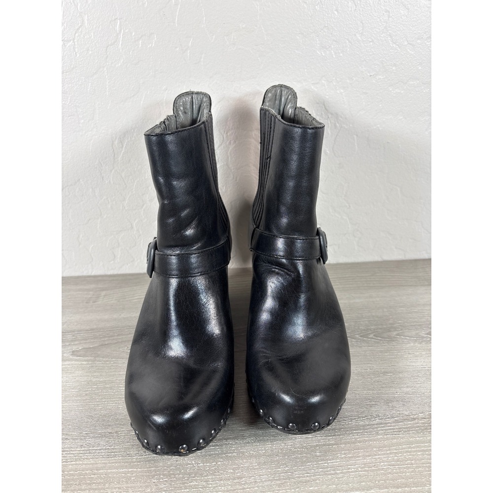 Dansko Black Leather Clog Ankle Boots Buckle Studded Block Heel Size 39 - Picture 4 of 8